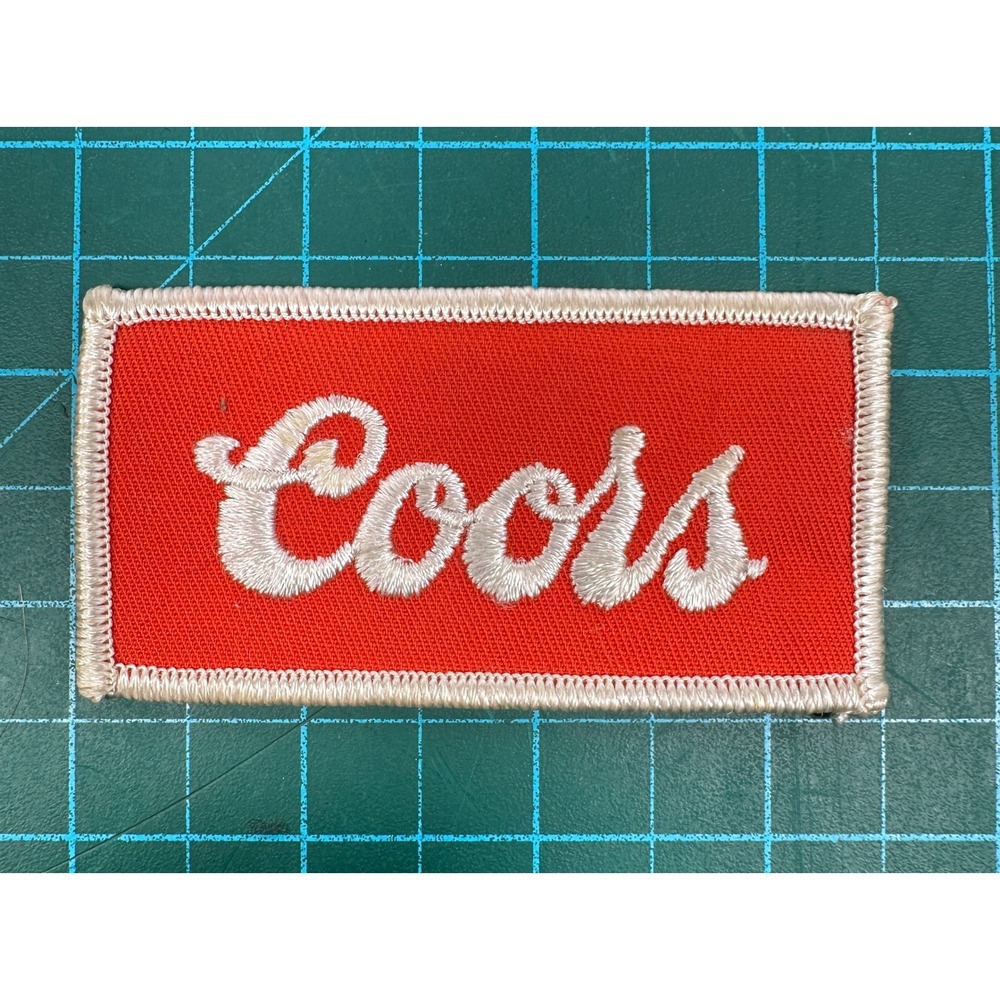 VTG Coors Beer Embroidered Patch Red White Script Logo Sew On Breweriana 70's